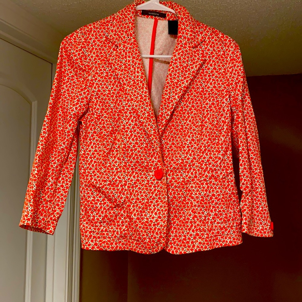 Coral color floral blazer